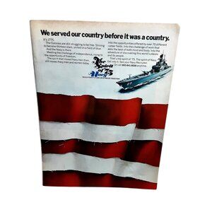 1975 U.S. Navy Spirit of 75 Patriotic Recruitment Vintage Print Ad Flag